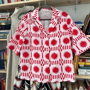 Red & Pink Retro Patterned Button-Up Shirt